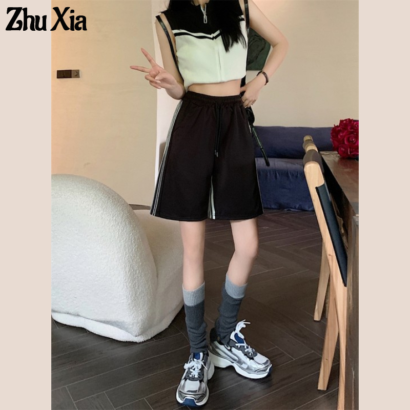ZhuXia Quần Short Thể Thao Nữ Sọc Dọc