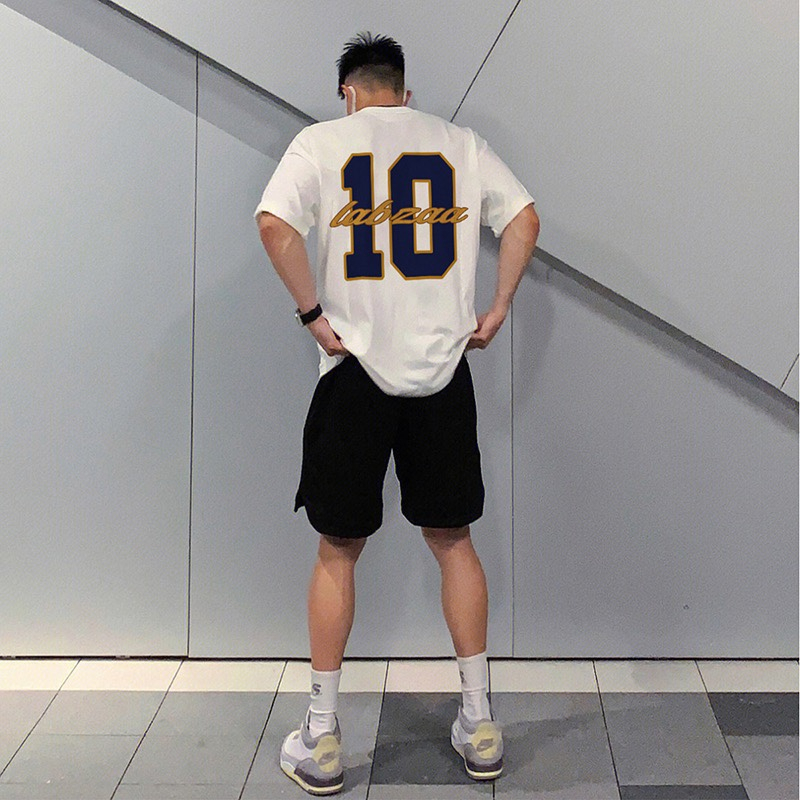 Áo Thun Tay Ngắn Cổ Tròn In Số Phong Cách Đường Phố Mỹ Thời Trang Mùa Hè Cho Nam