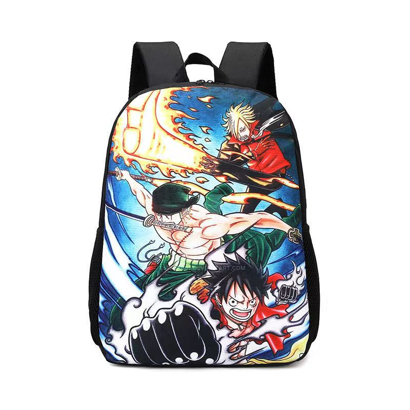 Ba Lô Đi Học Họa Tiết Hoạt Hình One Piece Luffy Ace Brothers