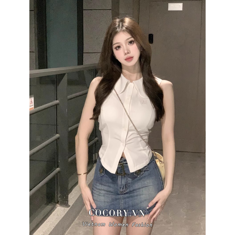 Cocory vn Áo Nữ Không Tay Hở Lưng Thời Trang Quyến Rũ