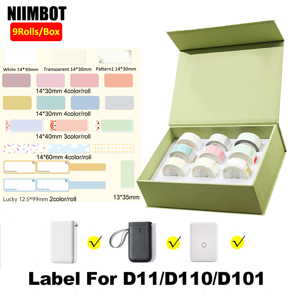 9 Cuộn / Hộp Nhãn Dán Cho Niimbot D11 D110 D101 Nhãn Máy In Cuộn Giấy Nhiệt Cho Niimbot Labeller D11