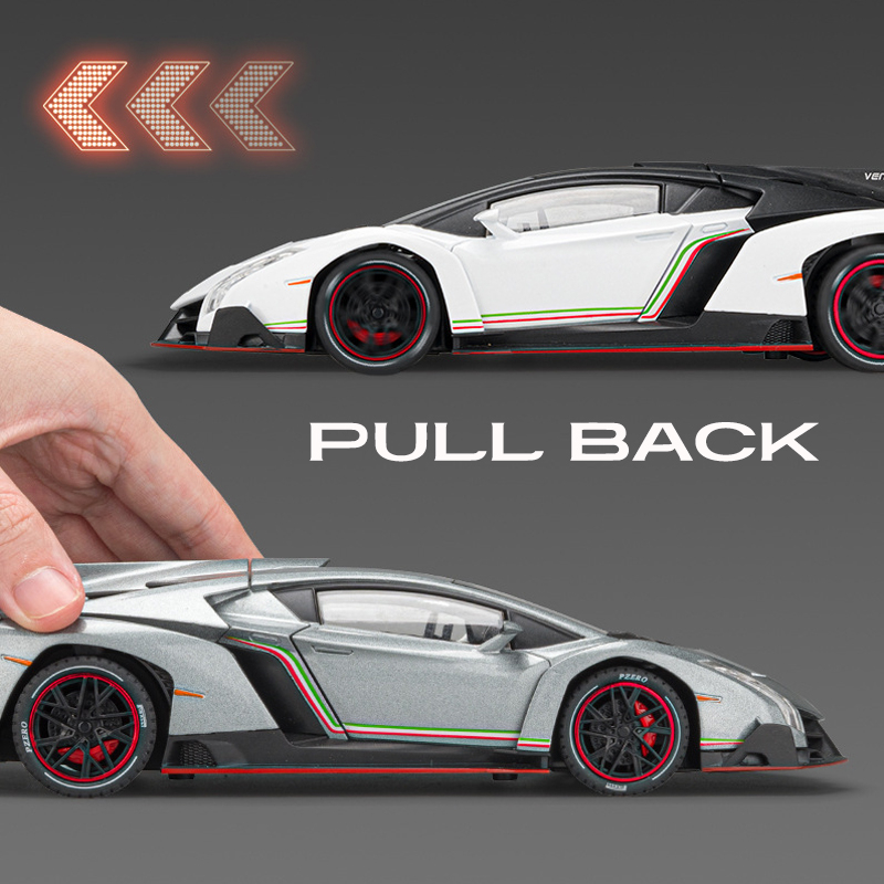 Mô Hình Xe Hơi Lamborghini Veneno Có Đèn Và Âm Thanh Bằng Hợp Kim Tỉ Lệ 1: 24