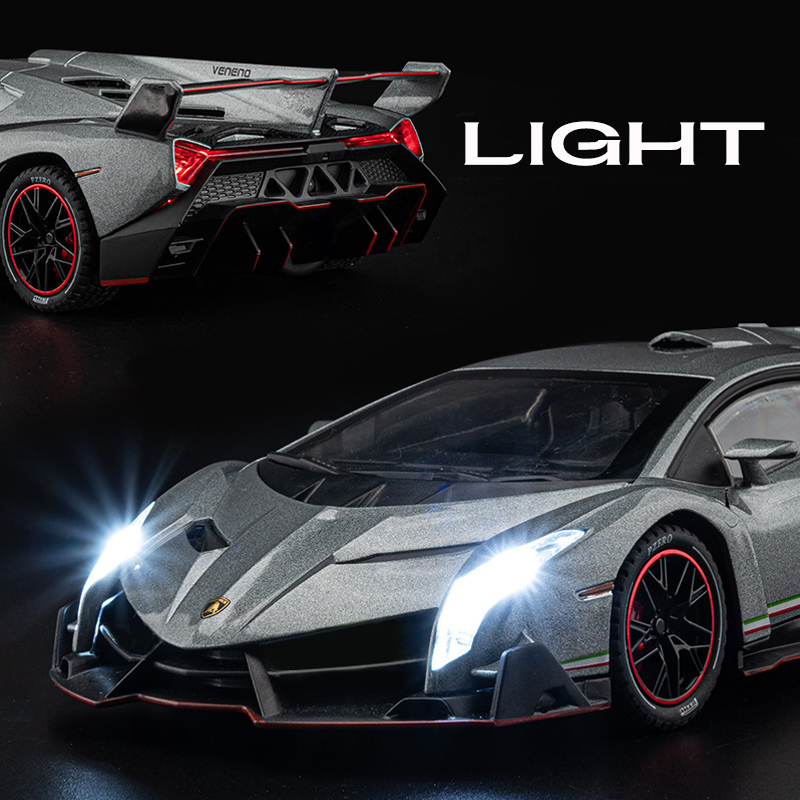 Mô Hình Xe Hơi Lamborghini Veneno Có Đèn Và Âm Thanh Bằng Hợp Kim Tỉ Lệ 1: 24