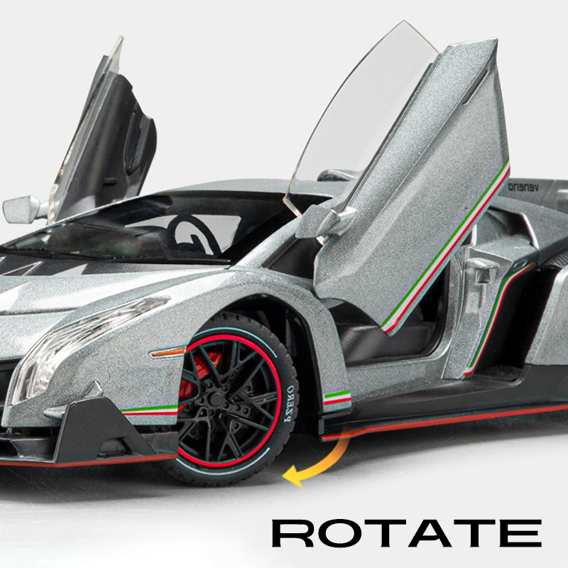 Mô Hình Xe Hơi Lamborghini Veneno Có Đèn Và Âm Thanh Bằng Hợp Kim Tỉ Lệ 1: 24