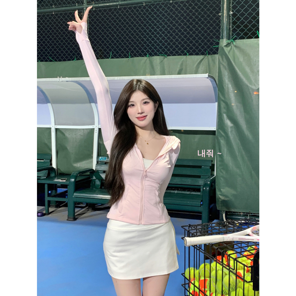 Lalisas coutcore Set Áo Khoác Chống Nắng Có Mũ + Chân Váy Thể Thao Dáng Chữ A Xẻ Tà Co Giãn Dành Cho Nữ (Đặt Hàng Riêng Biệt)