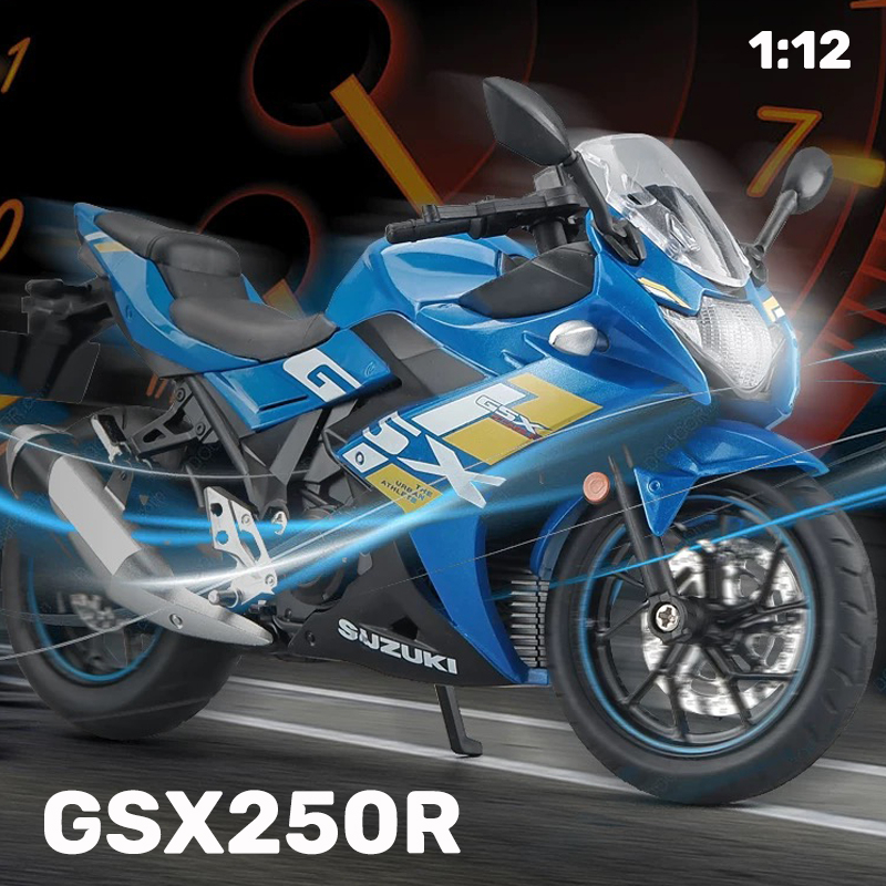 Mô Hình Xe Mô Tô Suzuki GSX250R Tỉ Lệ 1: 12 Bằng Hợp Kim Có Đèn Và Nhạc Độc Đáo Thú Vị