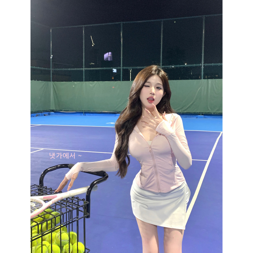 Lalisas coutcore Set Áo Khoác Chống Nắng Có Mũ + Chân Váy Thể Thao Dáng Chữ A Xẻ Tà Co Giãn Dành Cho Nữ (Đặt Hàng Riêng Biệt)