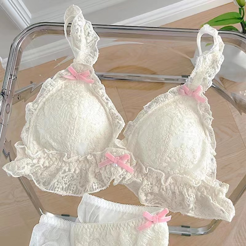 Bộ Đồ Lót Ren Mỏng Thoáng Khí Phong Cách Lolita Cho Nữ