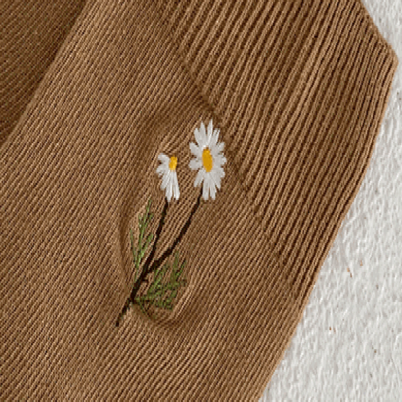 FHYL Vớ Cotton Cổ Trung Thêu Hoa Nhỏ Màu Kẹo Ngọt Phong Cách Hàn Quốc Mới Cho Nữ