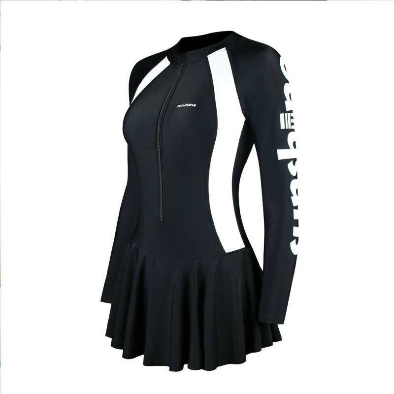 Bộ Đồ Bơi Một Mảnh Tay Dài Chống Nắng Phong Cách Thể Thao Dành Cho Nữ fzc244