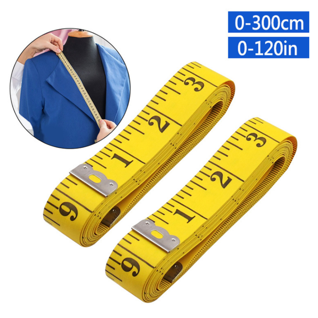 (10 Cái) Thước da 3 mét Thước sợi PVC Thước kẻ thợ may Thước đo quần áo Thước da mềm 300 cm 120 inch Thước dây cầm tay Màu vàng