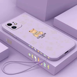 ốp lưng Redmi Note 11 Note 11S Note 11 Pro Note 12 TURBO Note 12 Pro+ 5G 8A 8 8A Pro A1 2022 4G Cạnh thẳng 90 ° Silicone dây nhựa Teddy Bear