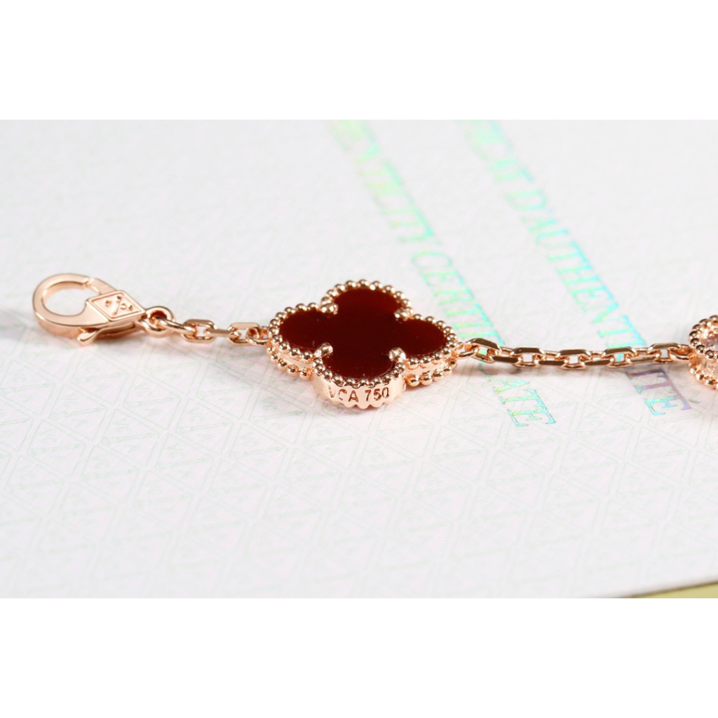 V & a & n Cleef Arpels Vòng Tay Mã Não Năm Cánh Hoa Hồng Vàng 18k Thời Trang Cao Cấp Cho Nữ