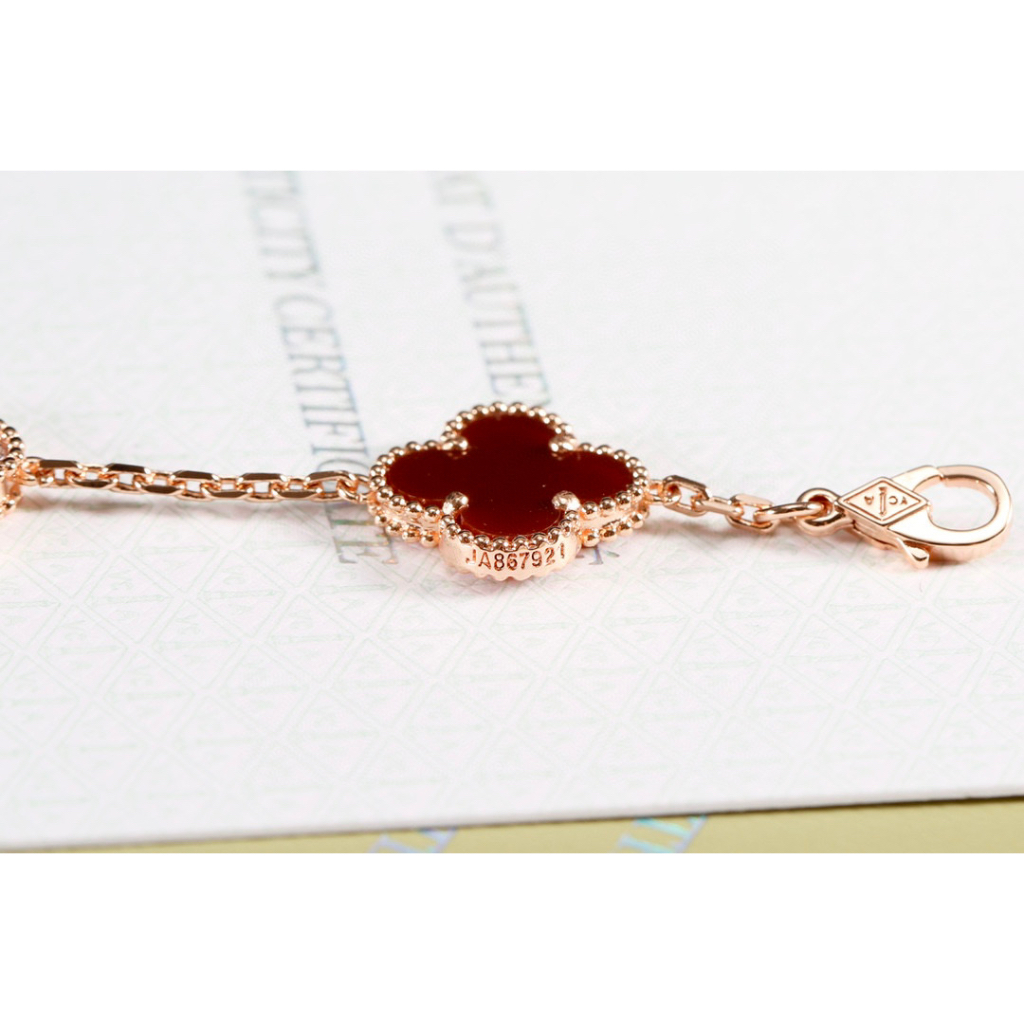 V & a & n Cleef Arpels Vòng Tay Mã Não Năm Cánh Hoa Hồng Vàng 18k Thời Trang Cao Cấp Cho Nữ