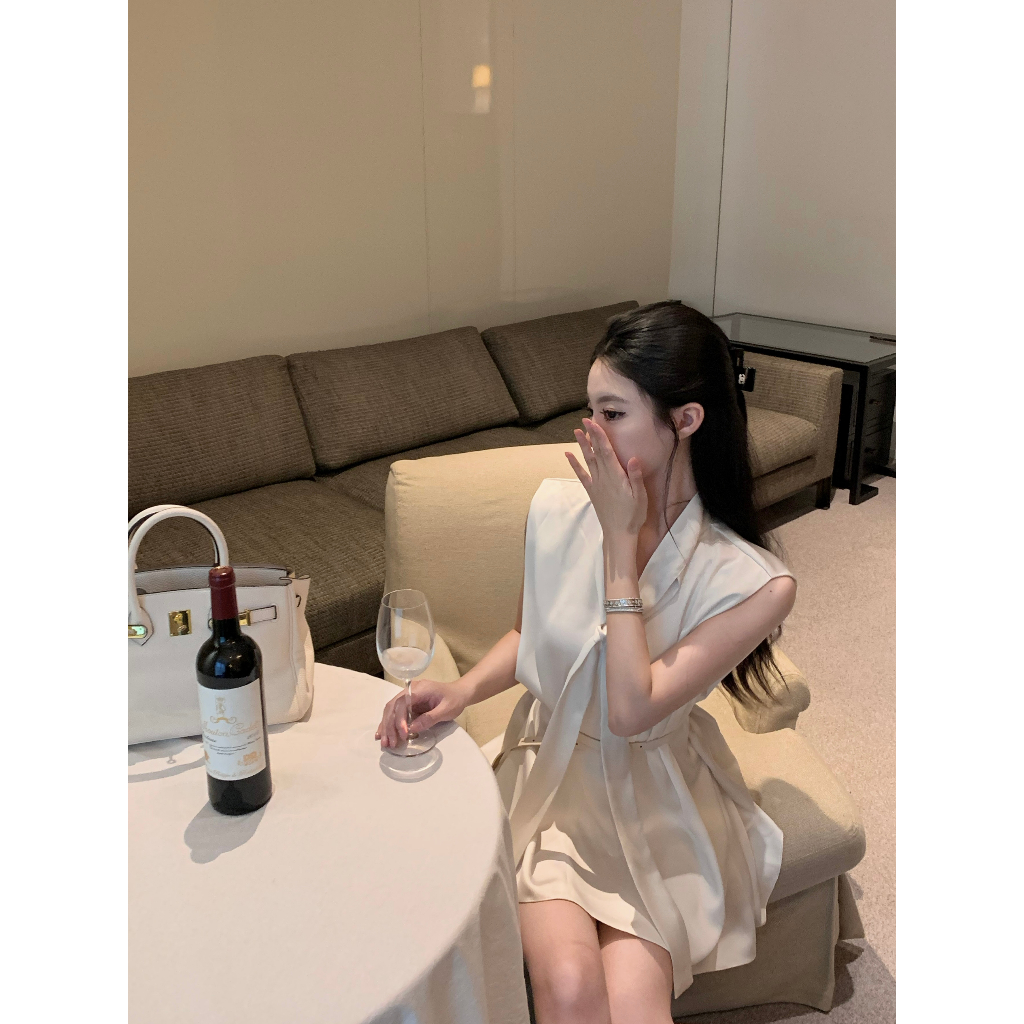 【COLORBLLIND】Đầm Satin Không Tay Phối Ruy Băng Xinh Xắn Dành Cho Nữ