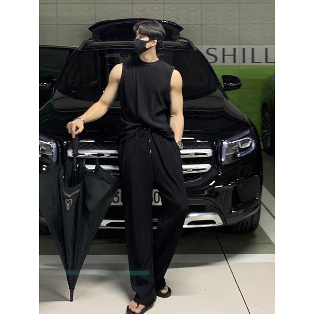 Set Áo Sát Nách + Quần Dài Thiết Kế Đơn Giản Dễ Phối Đồ Thời Trang Cho Nam Size M-2XL