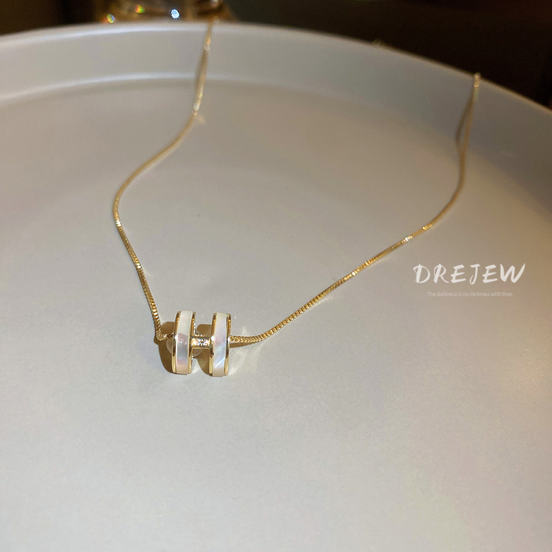 DREJEW Dây chuyền mạ vàng đính zircon nhân tạo hình chữ cái phong cách Hàn Quốc