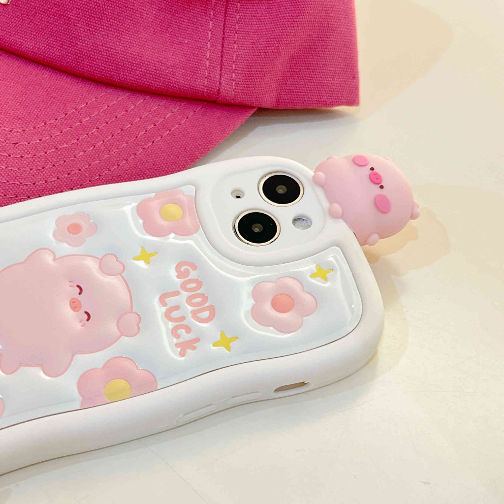 Ốp Điện Thoại In Hình Heo Và Hoa Cho IPhone 14Pro Max IPhone 13Pro Max 11 12Pro 12 Pro Max