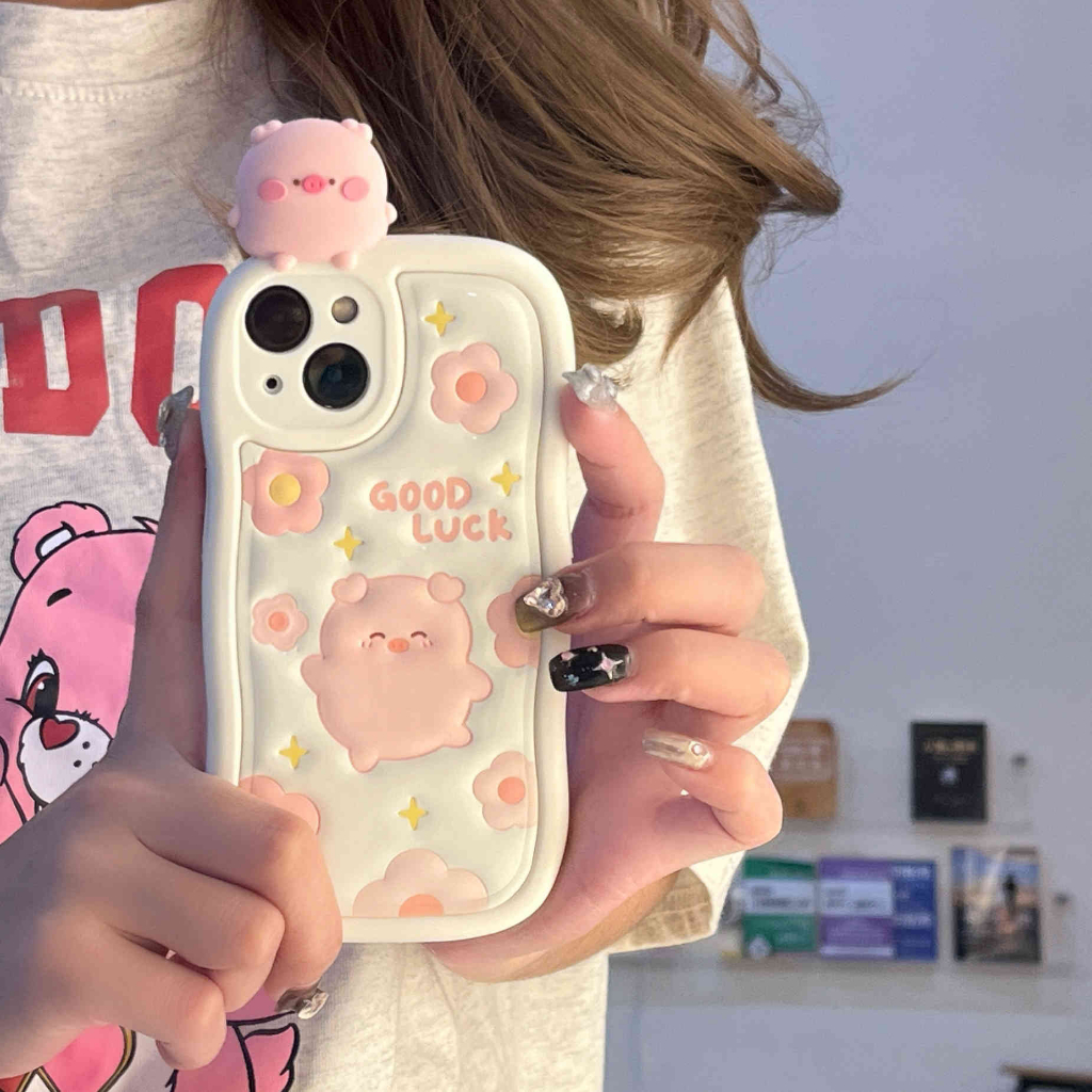 Ốp Điện Thoại In Hình Heo Và Hoa Cho IPhone 14Pro Max IPhone 13Pro Max 11 12Pro 12 Pro Max