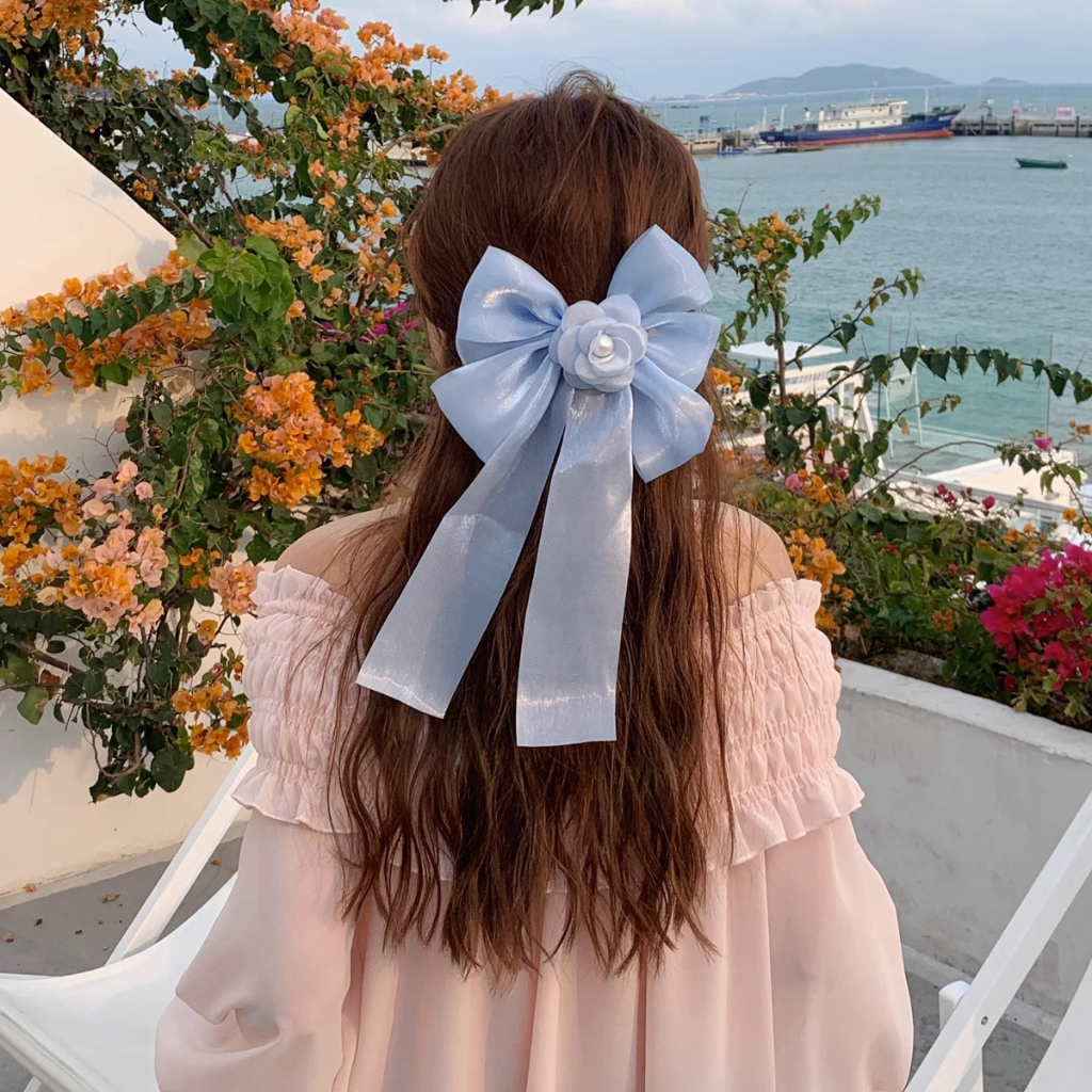 Kẹp Tóc Hình Nơ Đính Ngọc Trai Giả Thời Trang Hàn Quốc Cho Nữ