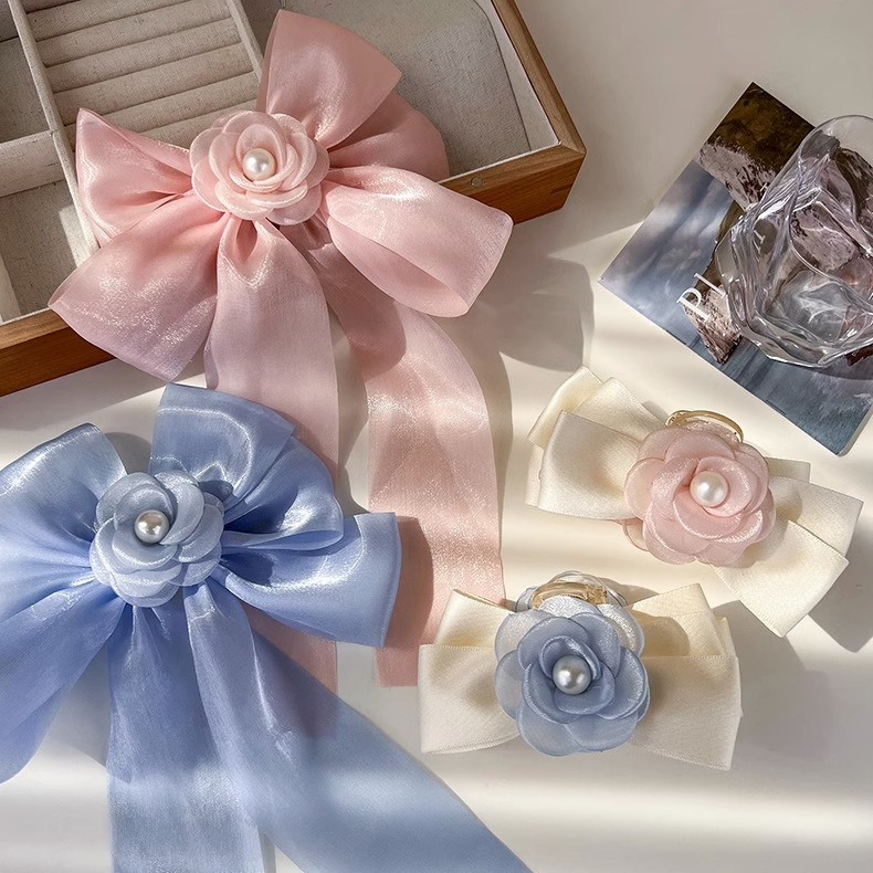 Kẹp Tóc Hình Nơ Đính Ngọc Trai Giả Thời Trang Hàn Quốc Cho Nữ