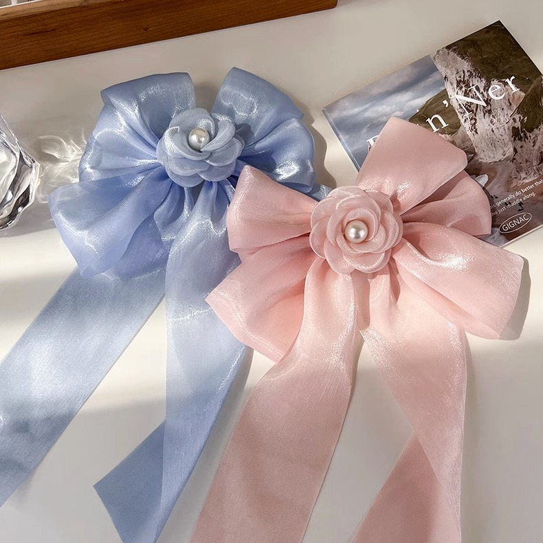 Kẹp Tóc Hình Nơ Đính Ngọc Trai Giả Thời Trang Hàn Quốc Cho Nữ