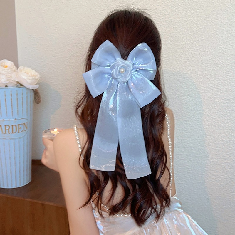 Kẹp Tóc Hình Nơ Đính Ngọc Trai Giả Thời Trang Hàn Quốc Cho Nữ