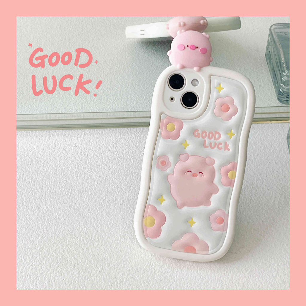 Ốp Điện Thoại In Hình Heo Và Hoa Cho IPhone 14Pro Max IPhone 13Pro Max 11 12Pro 12 Pro Max