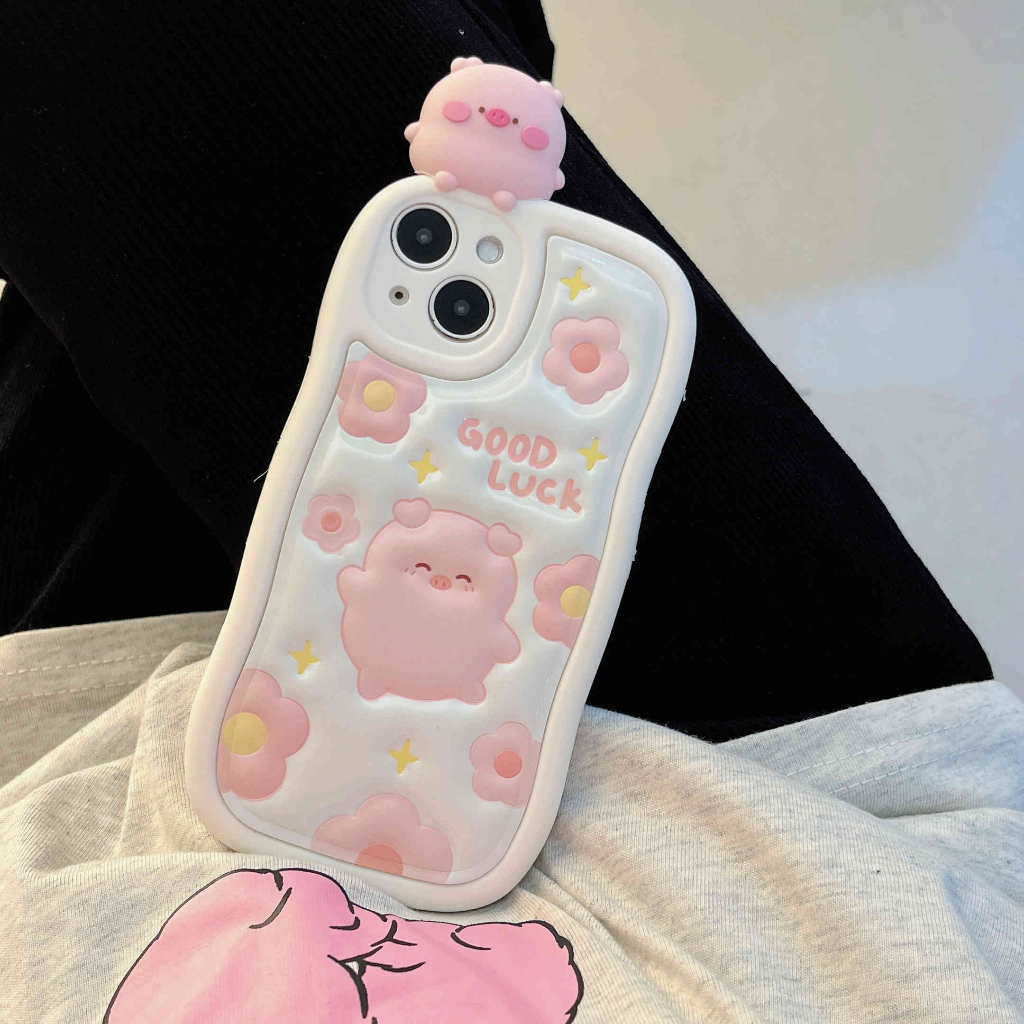 Ốp Điện Thoại In Hình Heo Và Hoa Cho IPhone 14Pro Max IPhone 13Pro Max 11 12Pro 12 Pro Max