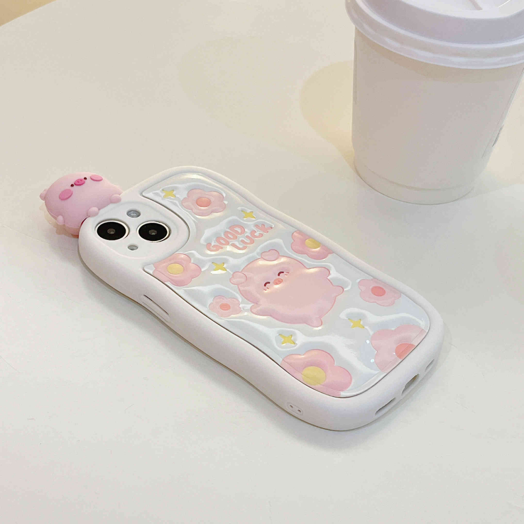 Ốp Điện Thoại In Hình Heo Và Hoa Cho IPhone 14Pro Max IPhone 13Pro Max 11 12Pro 12 Pro Max
