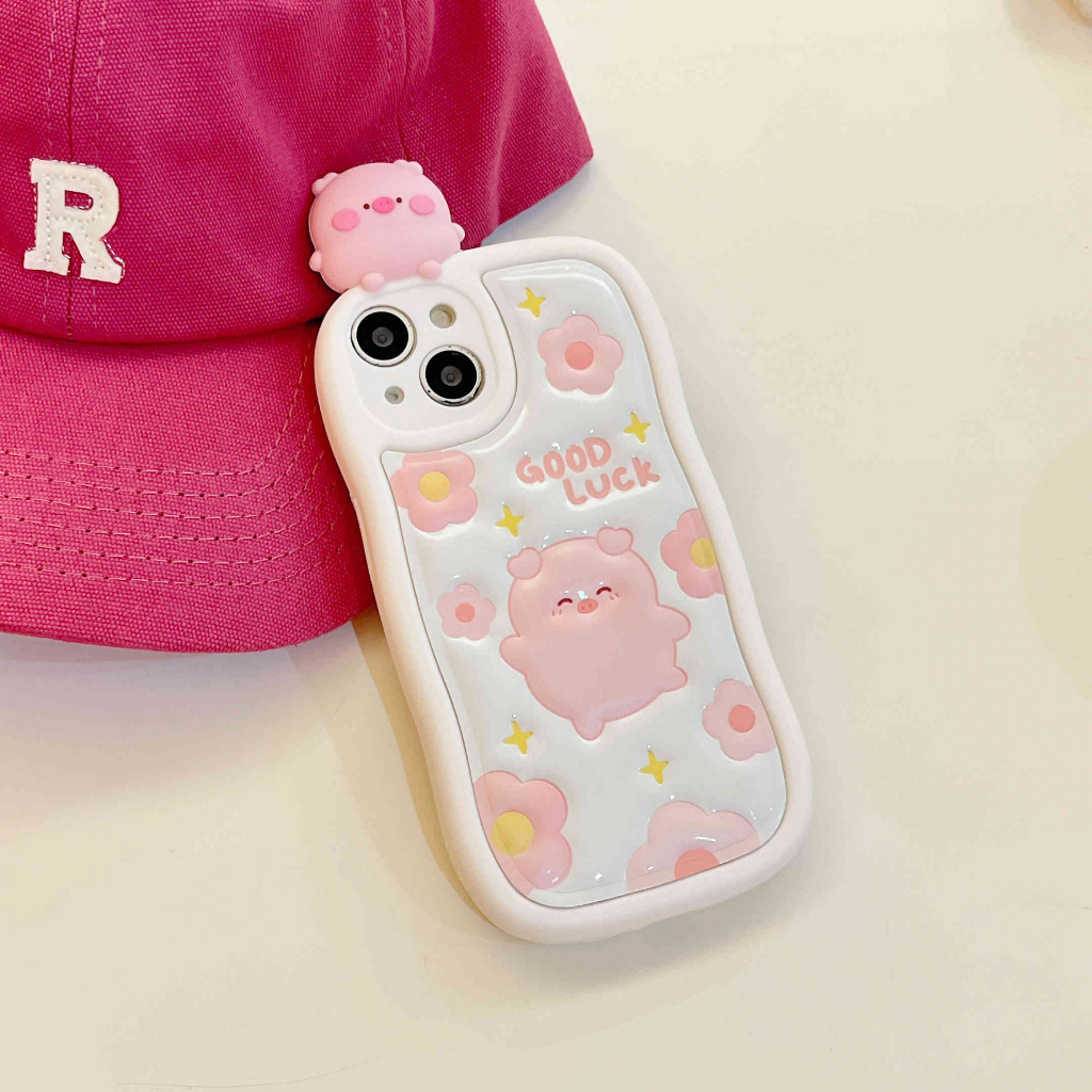 Ốp Điện Thoại In Hình Heo Và Hoa Cho IPhone 14Pro Max IPhone 13Pro Max 11 12Pro 12 Pro Max
