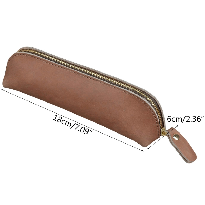 Túi Da Đựng Bút Chì Trang Điểm Thủ Công Có Khóa Kéo Ins