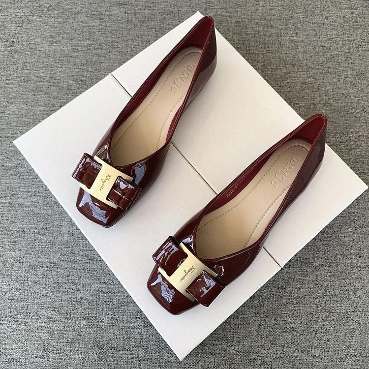 Giày Búp Bê Da Bóng Mũi Vuông Size 32-44 Thời Trang 2023 Cho Nữ
