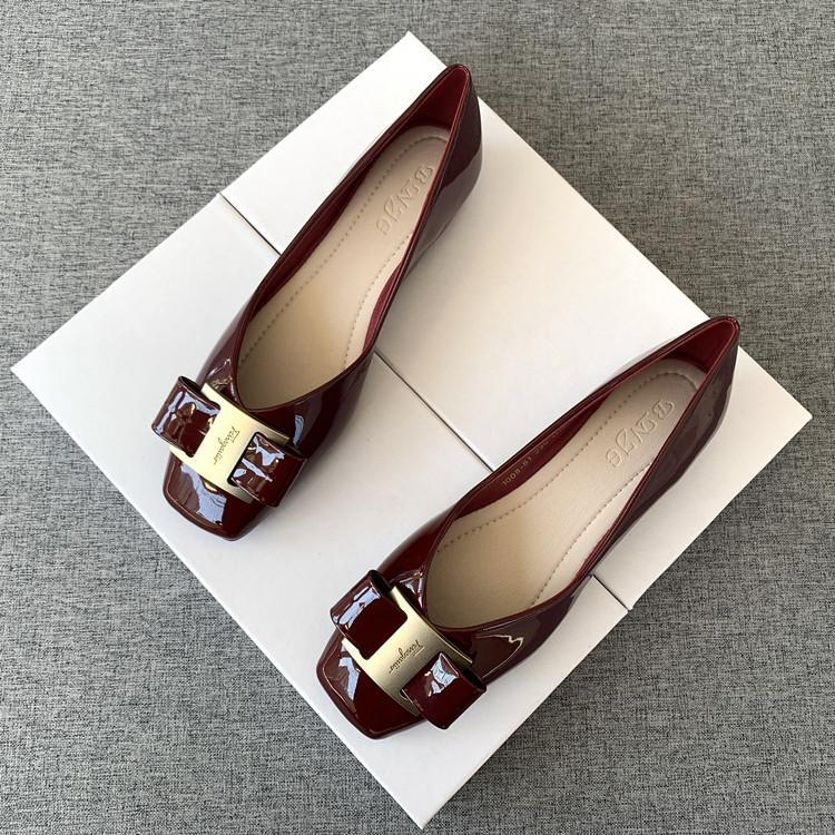 Giày Búp Bê Da Bóng Mũi Vuông Size 32-44 Thời Trang 2023 Cho Nữ