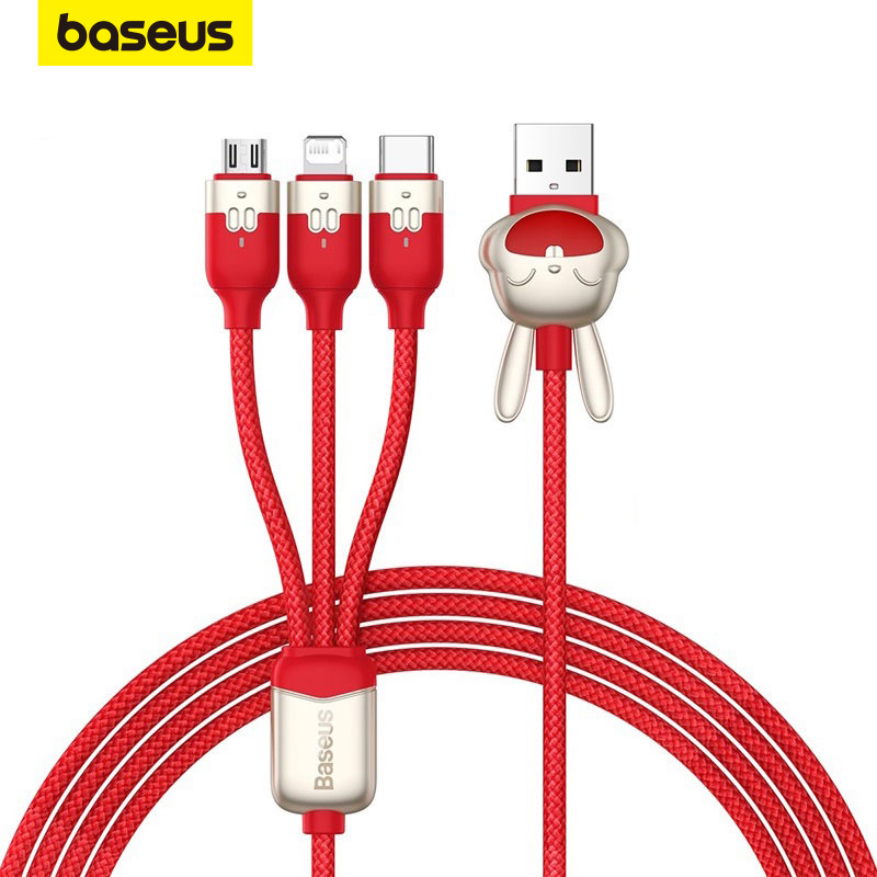 Dây Cáp Sạc Nhanh Baseus 3 Trong 1 Micro USB Loại C Cho iPhone 14 13 Samsung Xiaomi Huawei