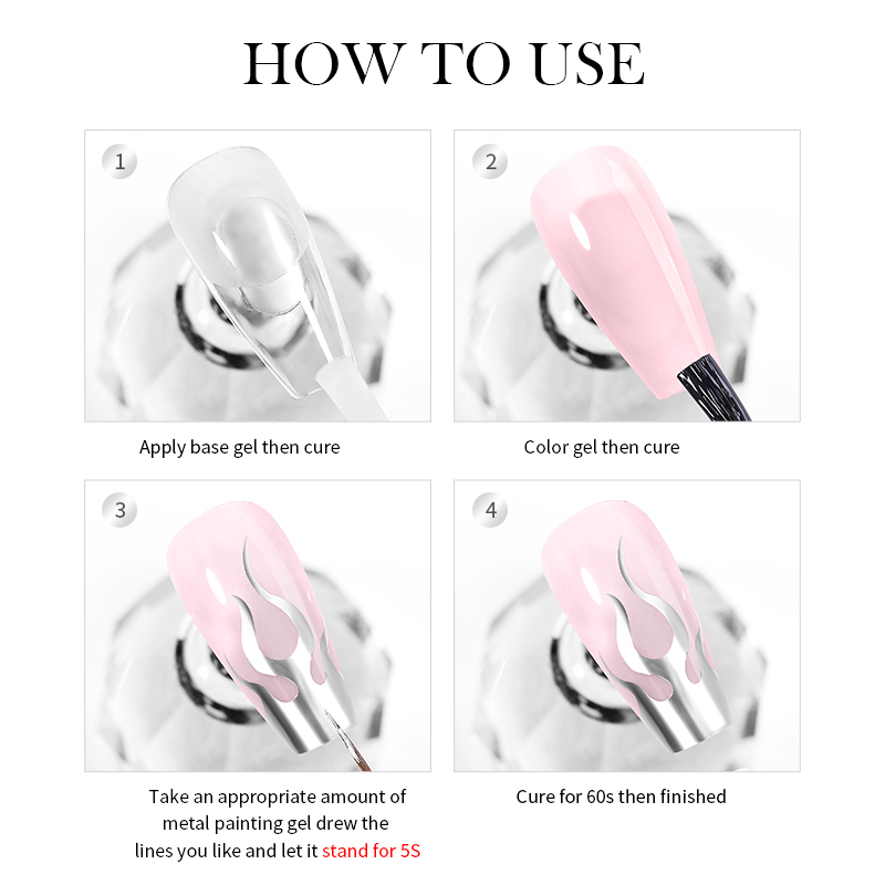 Gel Sơn Móng Tay BORN PRETTY 5ML Màu Vàng / Bạc Tráng Gương / Bạc Họa Tiết Hoa
