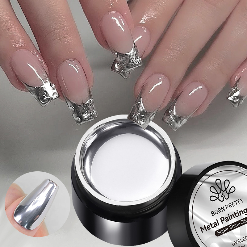 Gel Sơn Móng Tay BORN PRETTY 5ML Màu Vàng / Bạc Tráng Gương / Bạc Họa Tiết Hoa