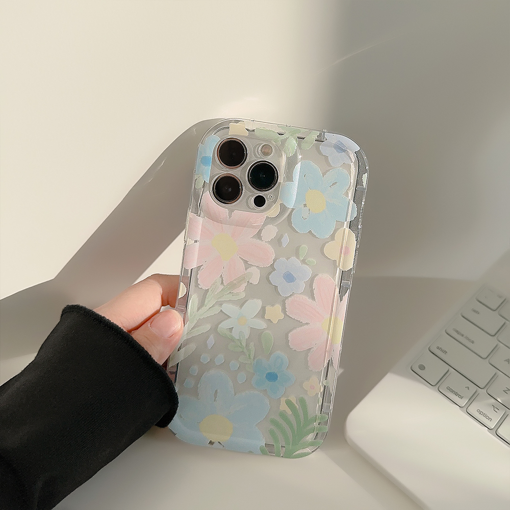 Ốp Điện Thoại Trong Suốt Họa Tiết Hoa Thời Trang Chống Sốc Cho iPhone 14Promax / 14Pro / 14 / 13Promax / 13Pro / 13 / 12 / 11