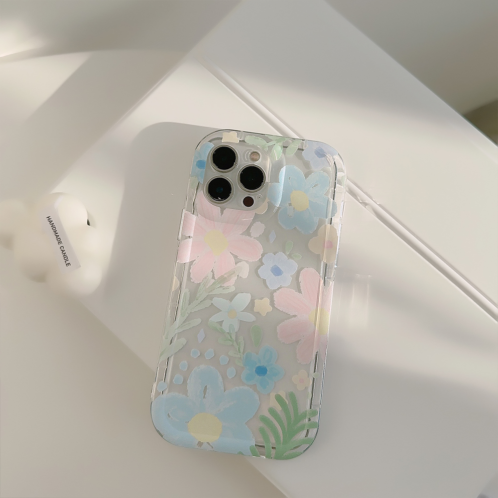 Ốp Điện Thoại Trong Suốt Họa Tiết Hoa Thời Trang Chống Sốc Cho iPhone 14Promax / 14Pro / 14 / 13Promax / 13Pro / 13 / 12 / 11