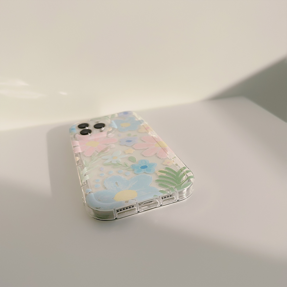 Ốp Điện Thoại Trong Suốt Họa Tiết Hoa Thời Trang Chống Sốc Cho iPhone 14Promax / 14Pro / 14 / 13Promax / 13Pro / 13 / 12 / 11