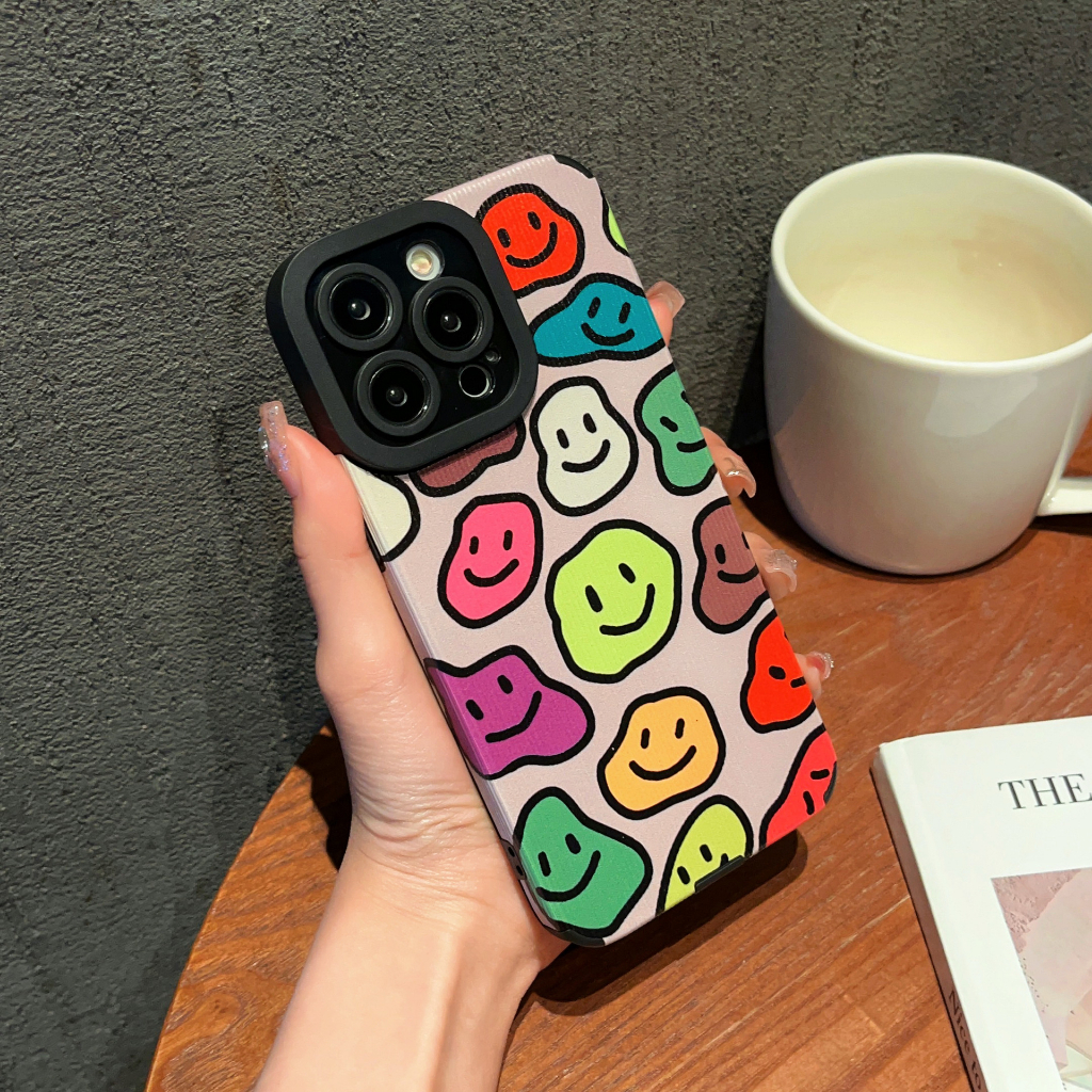 Ốp Điện Thoại Da Mềm Hình Mặt Cười Cho iPhone 11 12Pro 14 7plus 6s plus 8plus 13 14promax 12 xsmax xr 12Promax 11Pro 7 / 8 xs