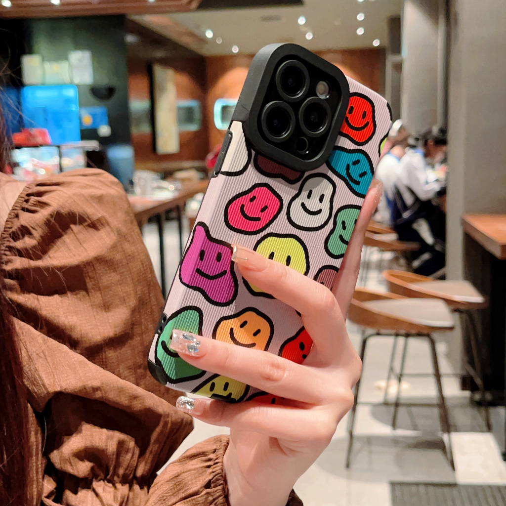 Ốp Điện Thoại Da Mềm Hình Mặt Cười Cho iPhone 11 12Pro 14 7plus 6s plus 8plus 13 14promax 12 xsmax xr 12Promax 11Pro 7 / 8 xs