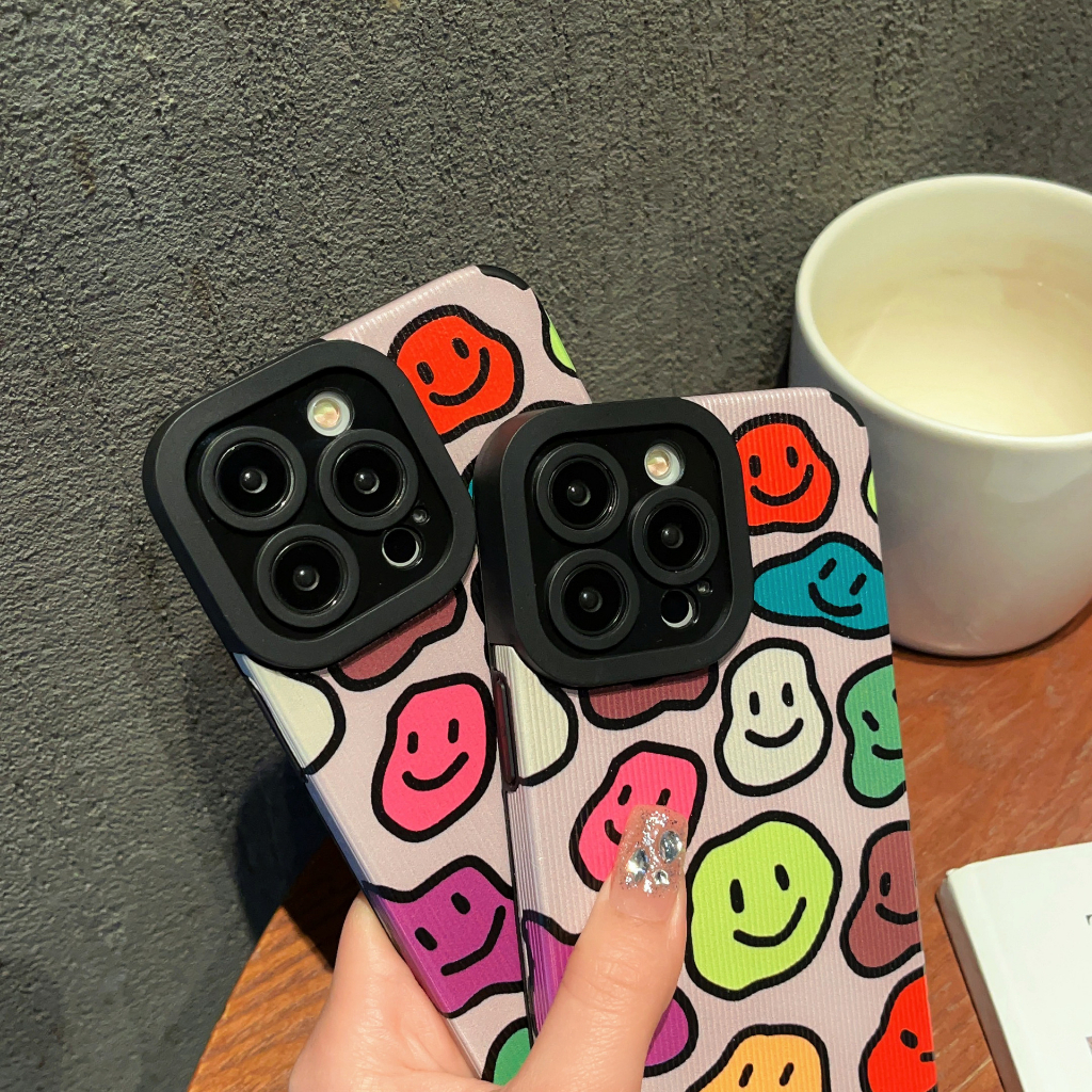 Ốp Điện Thoại Da Mềm Hình Mặt Cười Cho iPhone 11 12Pro 14 7plus 6s plus 8plus 13 14promax 12 xsmax xr 12Promax 11Pro 7 / 8 xs