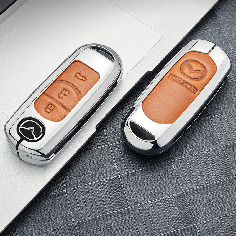 Ốp Chìa Khóa Xe Hơi mazda 2 3 6 Axela Atenza CX-5 CX5 CX-7 CX-9 Smart 2 / 3 Bằng Kim Loại + Da