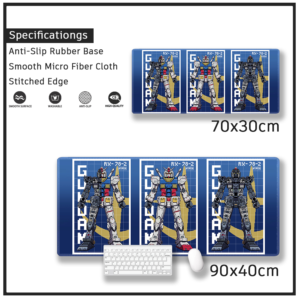 Tấm Lót Chuột Và Bàn Phím Máy Tính Bằng Cao Su Họa Tiết Khâu Viền Lớn Gundam RX-78-2