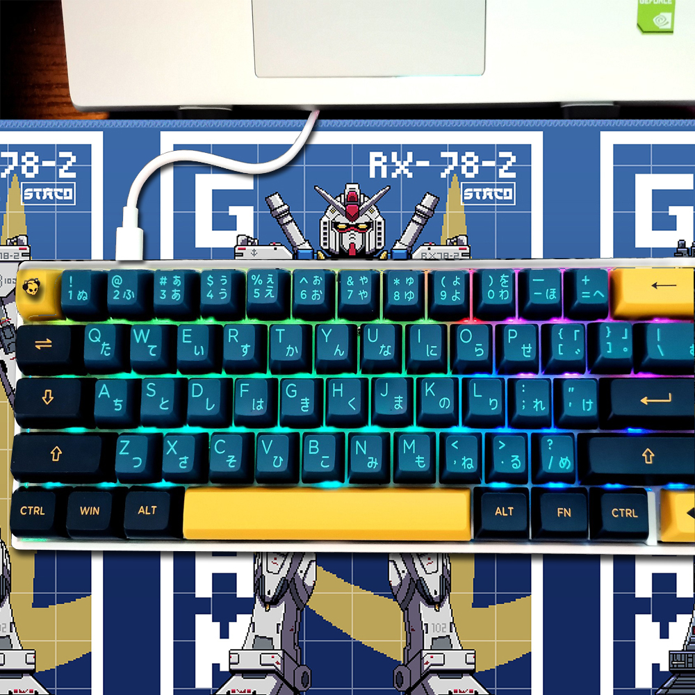Tấm Lót Chuột Và Bàn Phím Máy Tính Bằng Cao Su Họa Tiết Khâu Viền Lớn Gundam RX-78-2