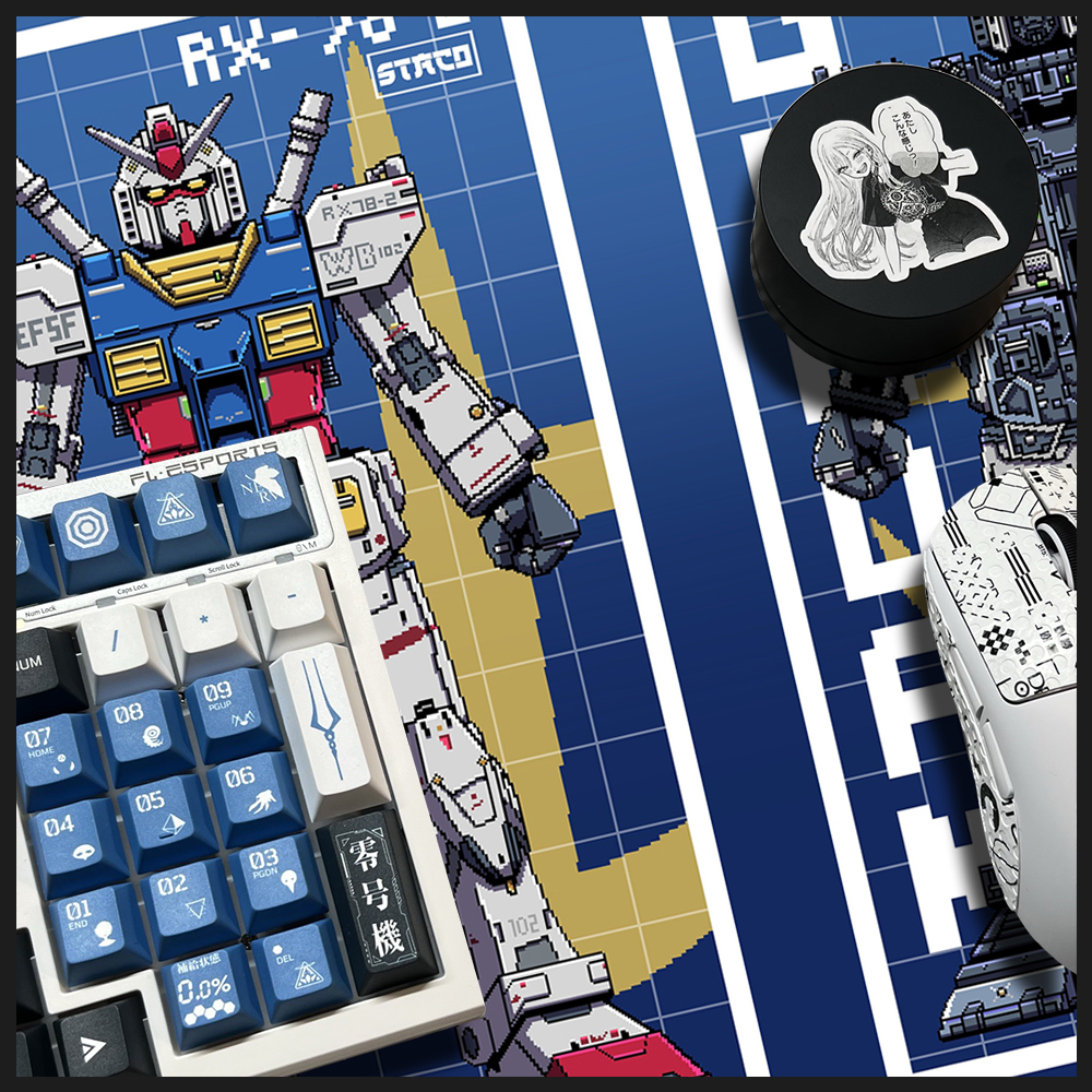 Tấm Lót Chuột Và Bàn Phím Máy Tính Bằng Cao Su Họa Tiết Khâu Viền Lớn Gundam RX-78-2