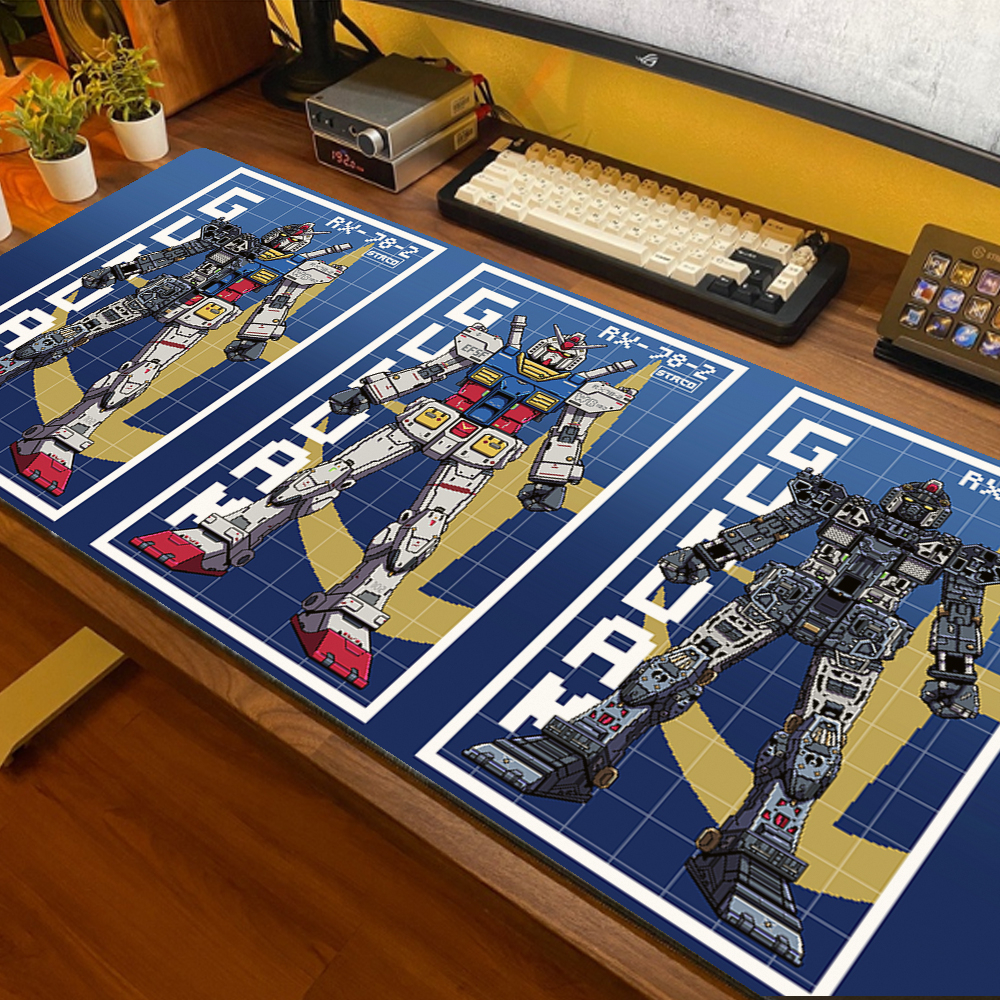 Tấm Lót Chuột Và Bàn Phím Máy Tính Bằng Cao Su Họa Tiết Khâu Viền Lớn Gundam RX-78-2