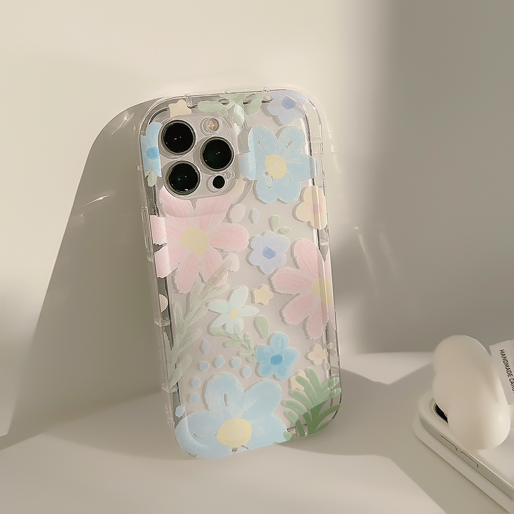 Ốp Điện Thoại Trong Suốt Họa Tiết Hoa Thời Trang Chống Sốc Cho iPhone 14Promax / 14Pro / 14 / 13Promax / 13Pro / 13 / 12 / 11