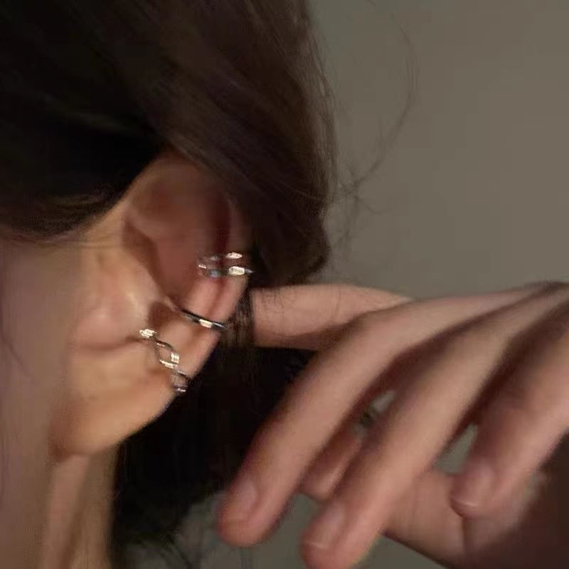 Set 3 Khuyên Kẹp Vành Tai Không Cần Xỏ Lỗ Phong Cách retro Pháp Cao Cấp